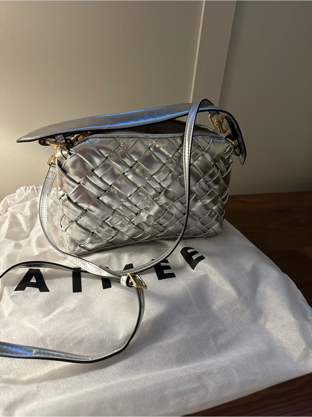 Aimee Kestenberg Silver Woven Crossbody Bag